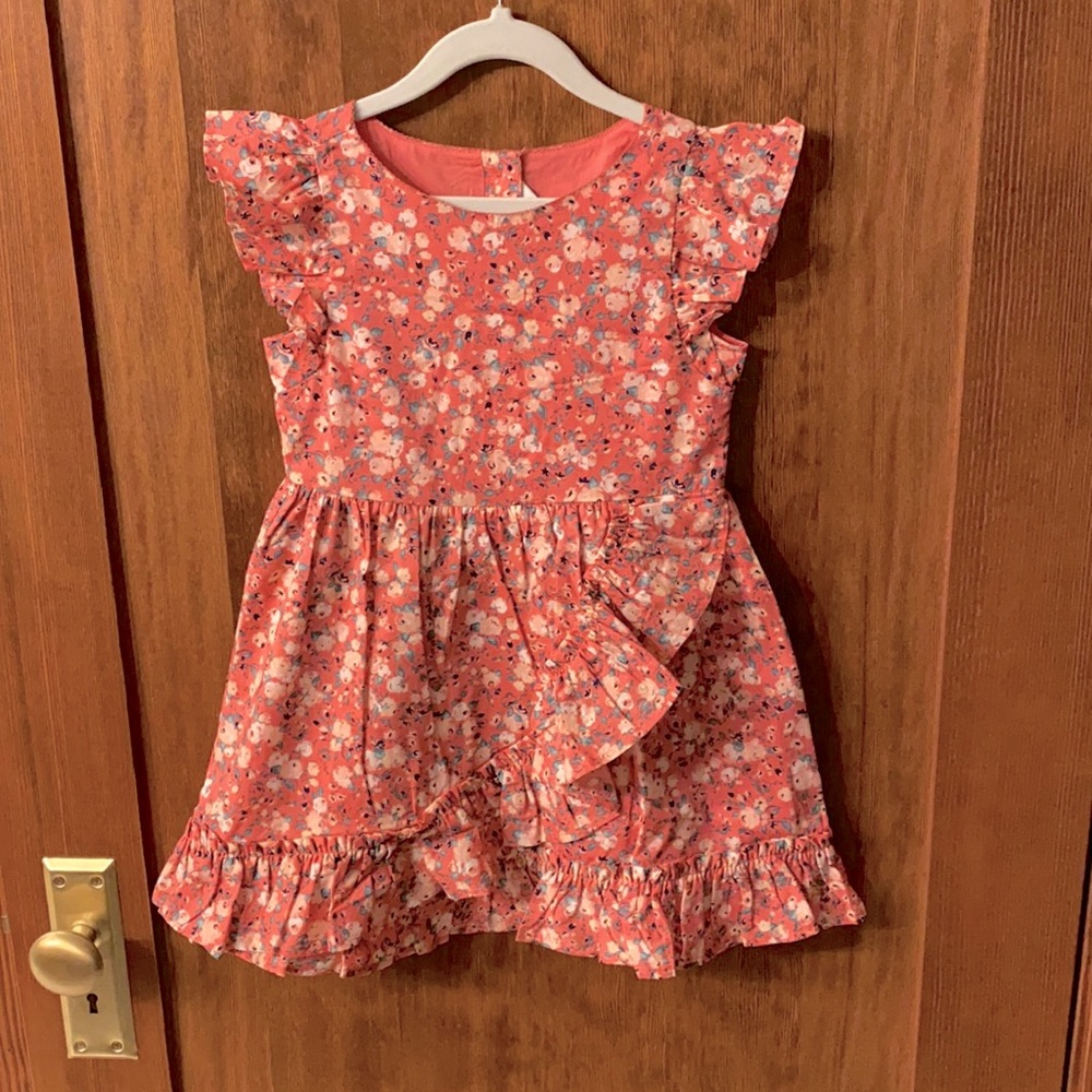 Janie and Jack size 5 pink floral ruffle dress